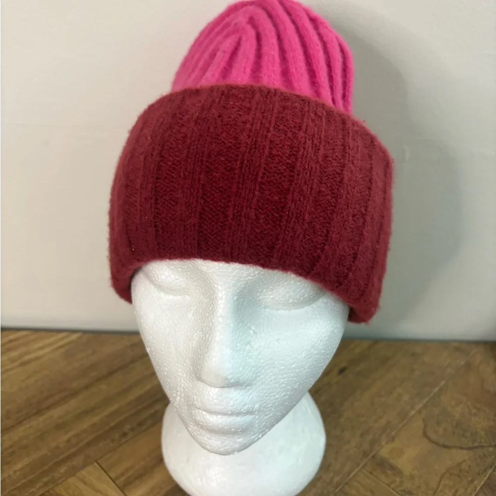 On 34th Chic Pink and Red Knit Womens Beanie Hat